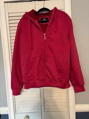 Leehanton Plush Sherpa Jacket in Bright Red - 2XL